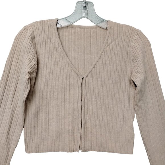 Dazy NWT Ribbed Top Size Small Nude Long Sleeve Hook and Eye Closure - Picture 4 of 10